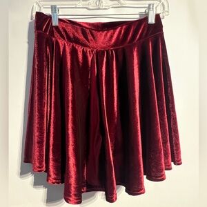 Luxurious Velvet Skater Skirt in Deep Red